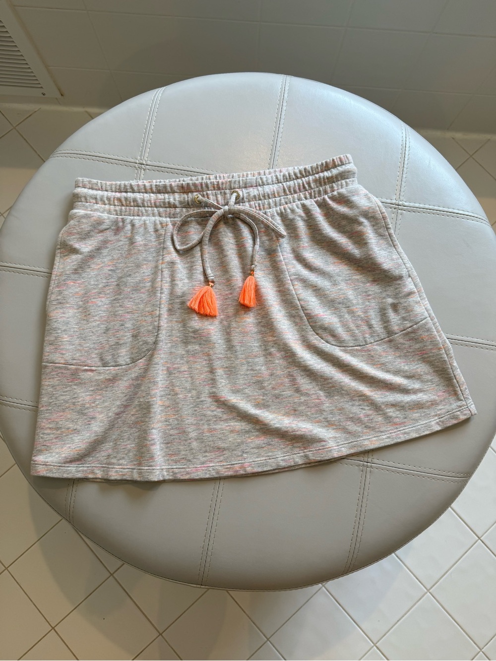 Lilly Pulitzer Heather Gray Mini Skirt with Neon Orange Tassels